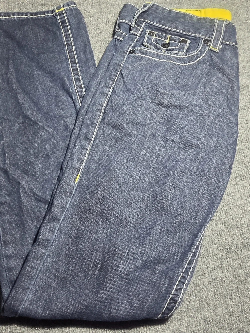 True Religion Men's Ricky Relaxed Straight Big T Jeans Blue Size 29x32